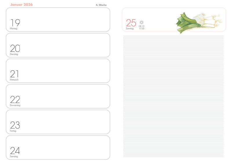 Heye Lady Agenda – 1 Woche/2 Seiten, gebunden, A6, 2026, FSC