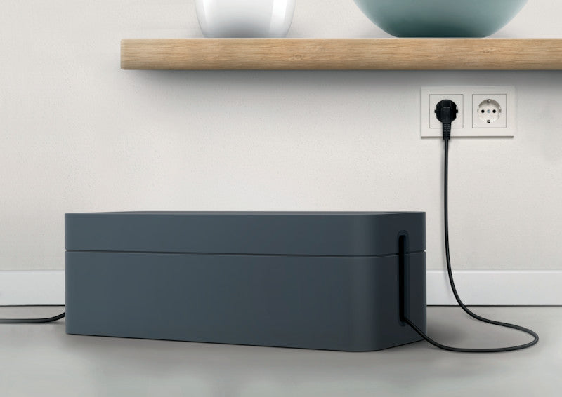 Durable Kabelbox – 406 × 156 mm, Kunststoff, Graphit, für 5-fach-Steckdosenleiste