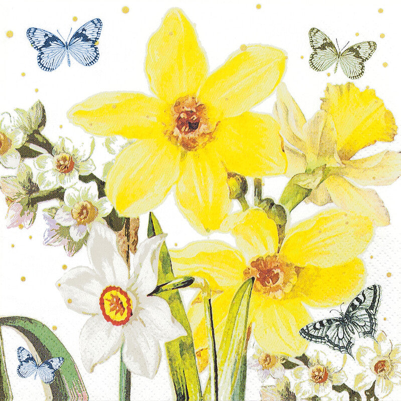 Home fashion Servietten Watercolor Narcissus – 25 × 25 cm – 3-lagig, Tissue – 20 Stk.