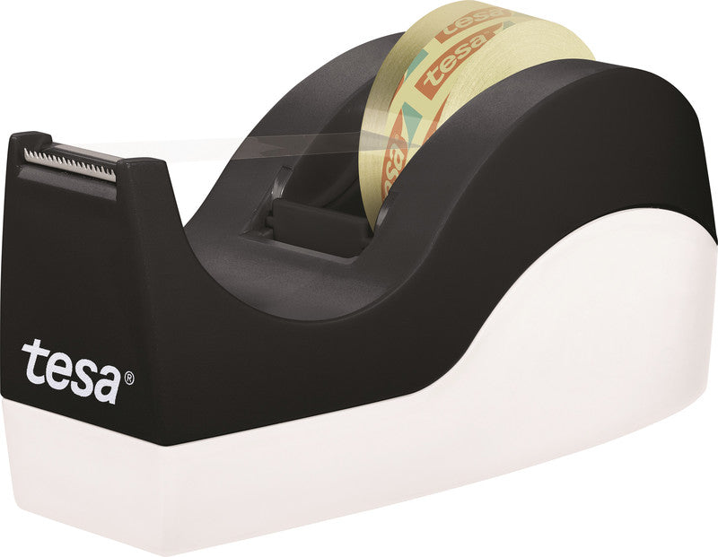 tesa Tischabroller Easy Cut – für Rollenbreite bis 19 mm, für Bandlänge bis 33 m, rutschfest, Metallmesser