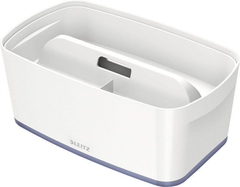 Leitz Aufbewahrungsbox MyBox – Kunststoff, weiss/grau, 31,8 × 12,8 × 19,1 cm – 1er-Pack