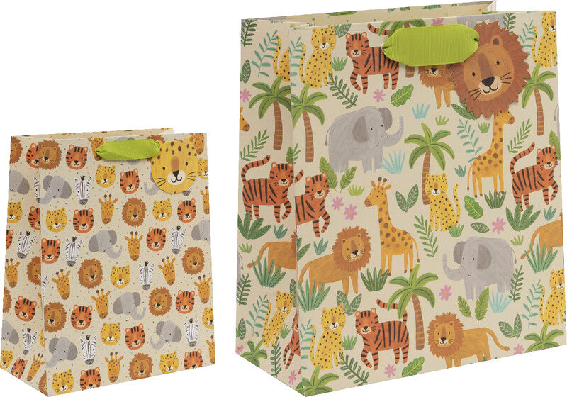 Glick Geschenktasche 'Jungle Joy' – 26 × 13,5 × 31,5 cm, Papier, mit Satinband, Folienprägung, mehrfarbig