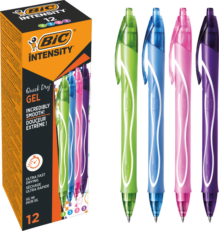 BIC Gel-ocity Quick Dry Gelschreiber – 4 Farben, 0,7 mm, schnelltrocknend, Druck, nachfüllbar