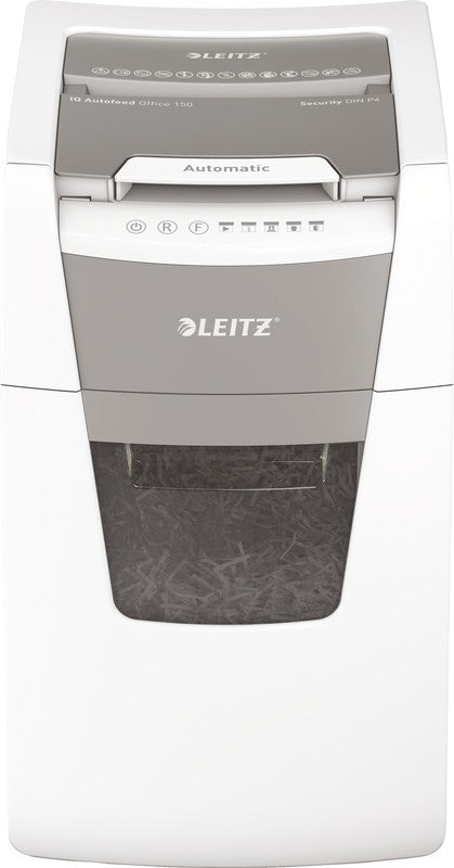 Leitz Aktenvernichter mit Autofeed 150 Blatt, DIN P-4, Partikelschnitt 4 × 30 mm, 8 Blatt, 44 l