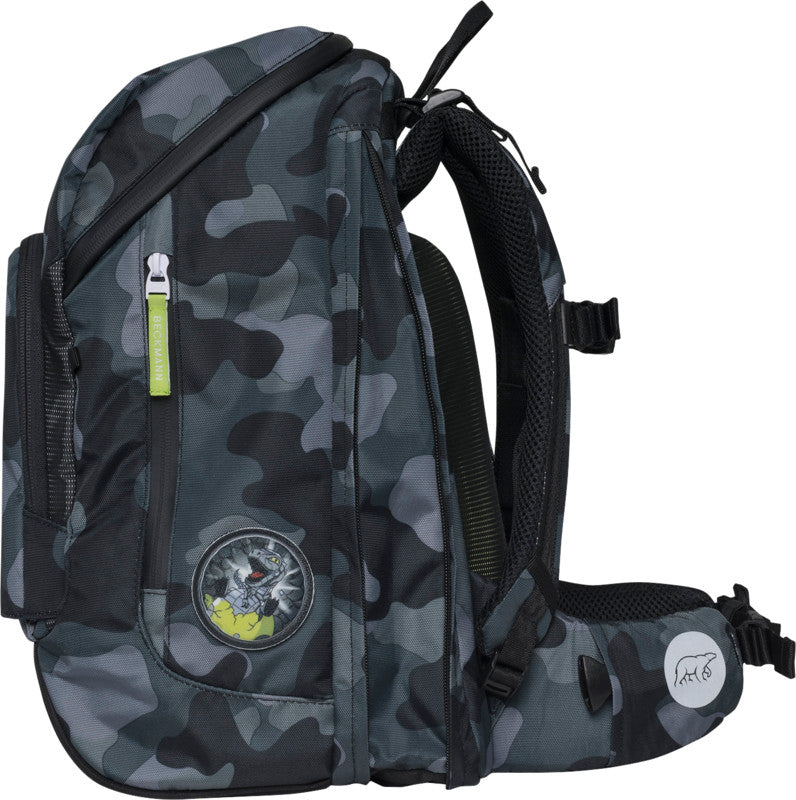 Beckmann Schulrucksack Active Air Flx – Camo Rex – mit Leuchteffekt – recycelte Materialien
