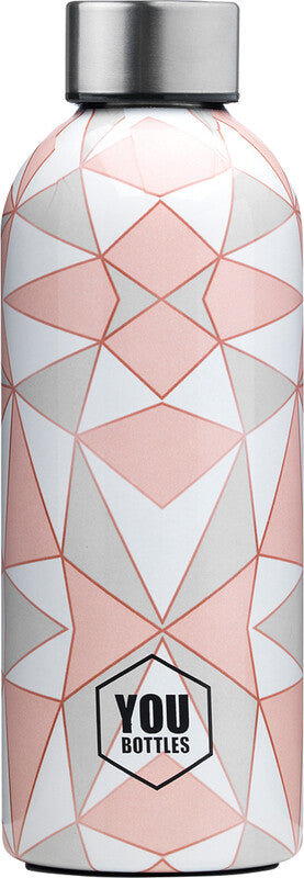 Youbottles Trinkflasche Dual – 5 dl – Edelstahl, isoliert, Schraubverschluss – Geometric Pink Art