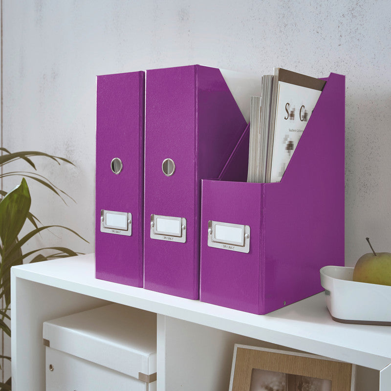 Leitz Stehsammler Click & Store – für Format A4, Karton, violett metallic, mit Beschriftungsschild