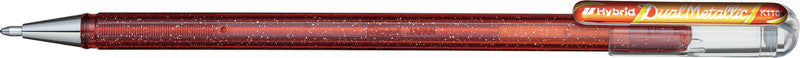 Pentel Hybrid Gel Dual Metallic Gelschreiber – orange, gelb, 1 mm, für dunkles Papier, Kappe