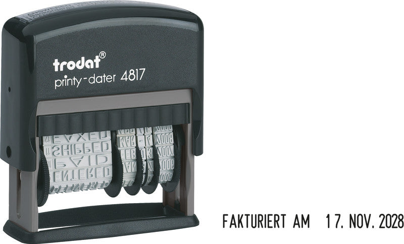 Trodat Motivstempel Printy 4817 – 12er-Set, selbstfärbend, Kunststoff, 48 × 3,8 mm, Deutsch