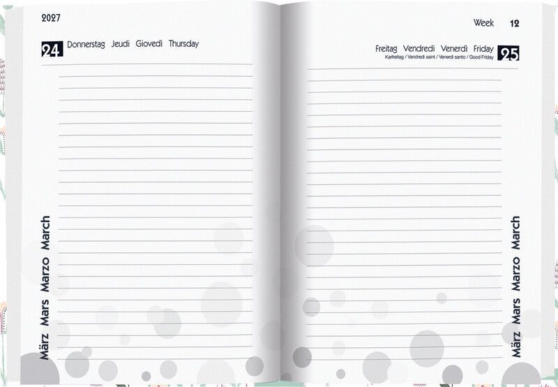 Biella mydiary Schüleragenda – 1 Tag/Seite, gebunden, 12 × 16,5 cm, Aug–Jul, Flower, FSC