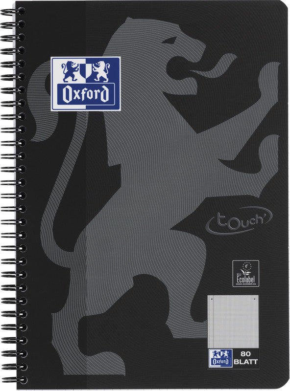 Oxford Collegeblock, Karton, 80 Blatt, 4-fach gelocht, perforiert, 90 g/m² – Schwarz, für SCRIBZEE App