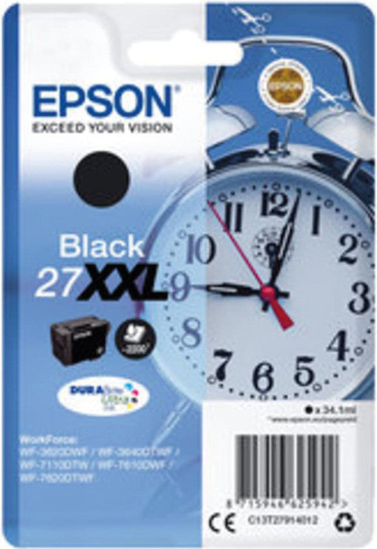 Epson Tintenpatrone 27XXL, Schwarz, XXL – für Tintenstrahldrucker und Multifunktionsgeräte