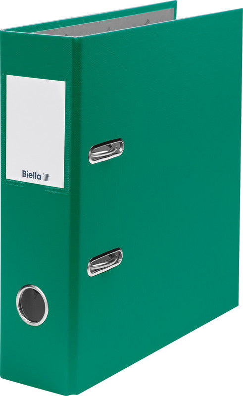 Biella Plasticolor Ordner – A5 Hochformat – 2-Ring Hebelmechanik, Rücken 70 mm – Grün, mit Griffloch, FSC