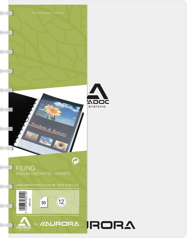 Adoc Bind-Ex Aurora Sichtbuch – 30 Sichttaschen, A4, austauschbar, genarbt, antireflex, transparent
