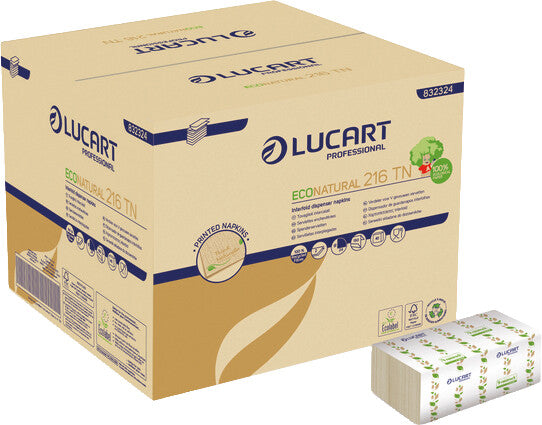 Lucart Spender-Servietten EcoNatural braun – 16 × 24 cm, 2-lagig, Z-Falz