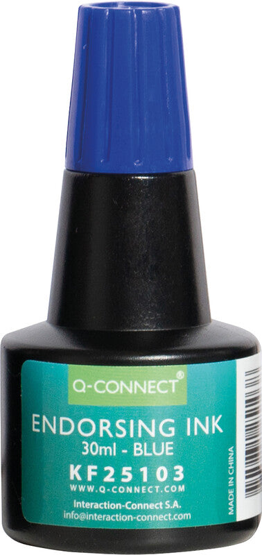 Q-CONNECT Stempelfarbe – 28 ml, Blau, Kunststoff
