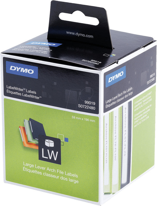DYMO Ordner-Etiketten, 190 mm × 59 mm, weiss, permanent, für LabelWriter 320, Turbo 330, 400er Serie und andere