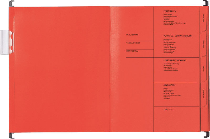 Pagna Hängeordner für A4 – Karton, Rot, 345 × 245 mm, mit Vordruck