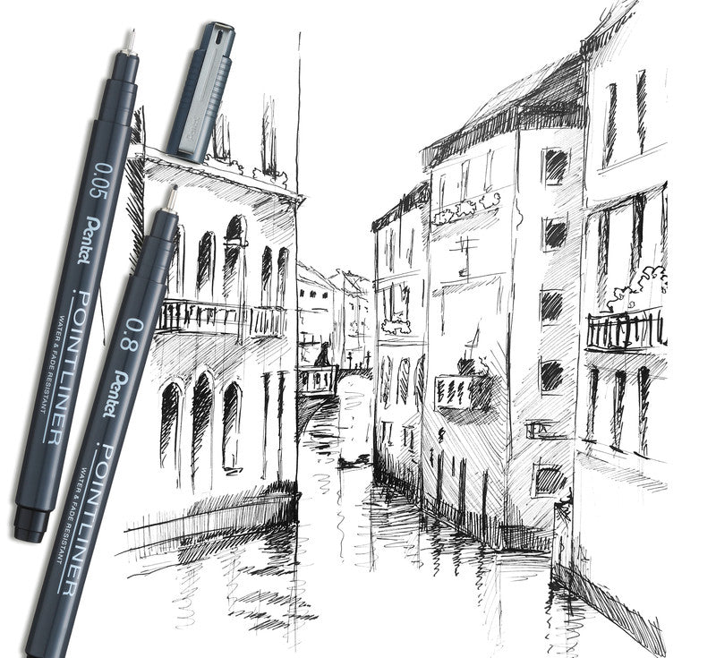 Pentel Fineliner 0,8 mm – schwarz – wasserfest