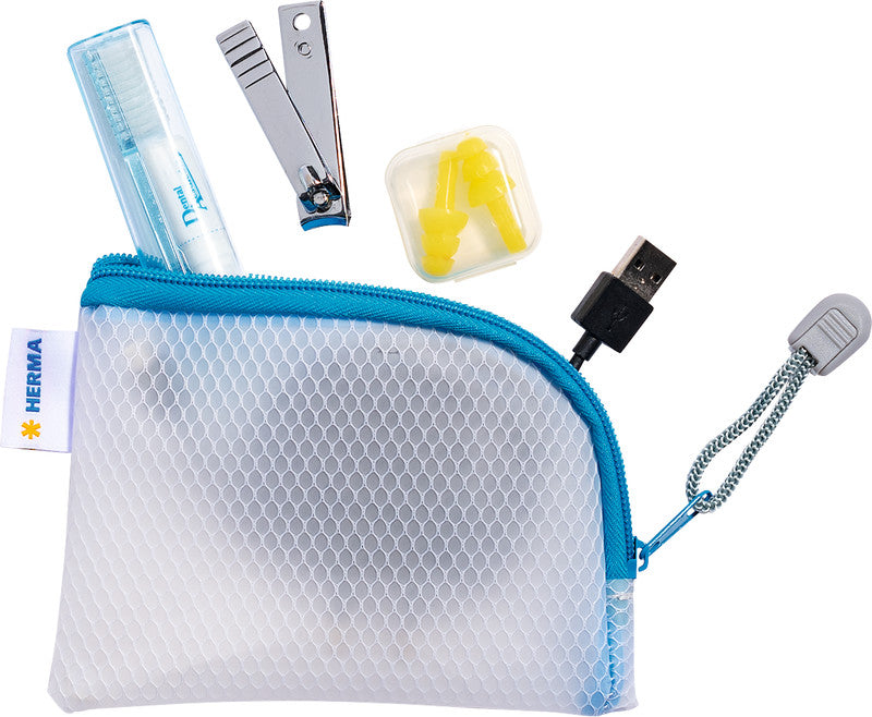HERMA Reissverschlusstasche A7 – EVA, blau/weiss, 1er-Pack