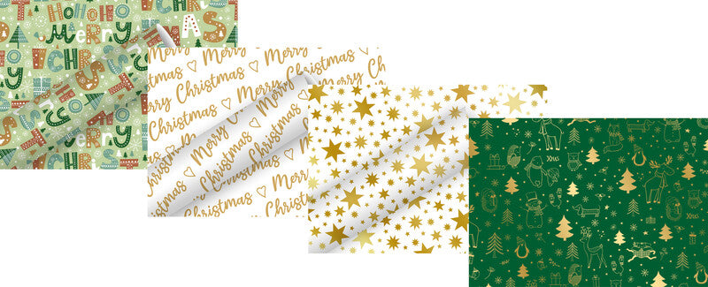 Braun + Company Geschenkpapier – Christmas Doodles (Weihnachten) – seidenmetallisiert, Papier – 700 × 1500 mm