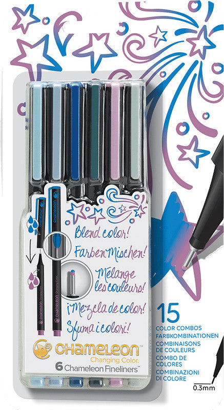 Chameleon Fineliner – 6er-Set, 0,3 mm – 6 Farben, sortiert