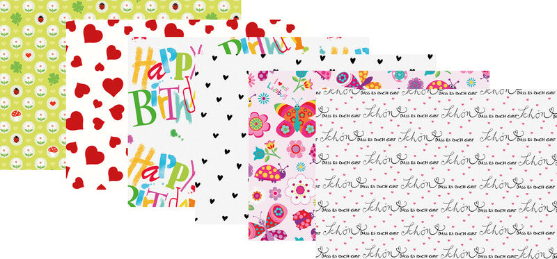 Braun + Company Geschenkpapier – Flying Friends – gestrichenes Papier, 700 × 2000 mm