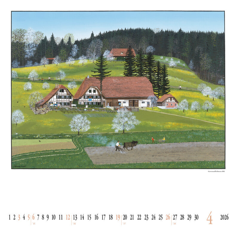 Kuratli Kunstkalender Bauernhäuser 2026 – 42 × 42 cm