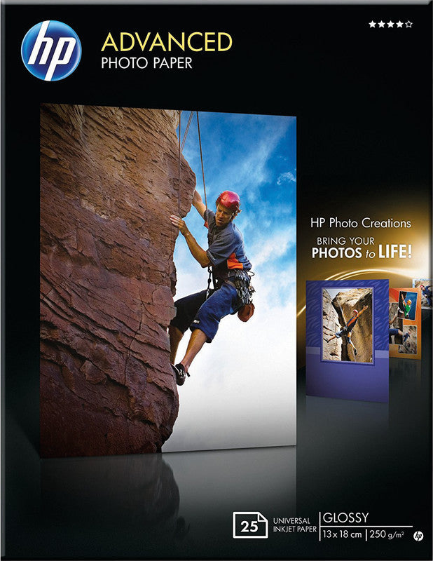HP Fotopapier – hochglänzend, 130 × 180 mm, 250 g/m², 25 Blatt – für Inkjetdrucker
