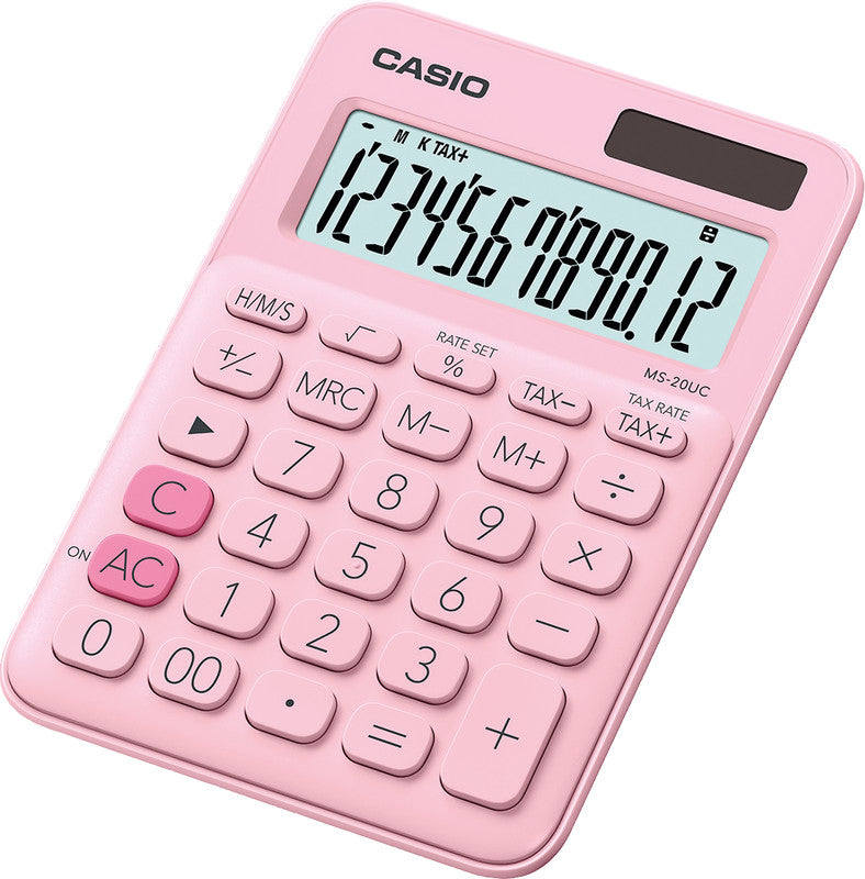 Casio Tischrechner MS-20UC – 12-stellig, LCD, Prozent/Währung, Solar + Batterie, 105×150×23 mm