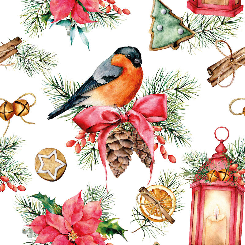 Fasana Servietten Robin on the Tree – 33 × 33 cm – 3-lagig, Tissue – 20 Stk., FSC