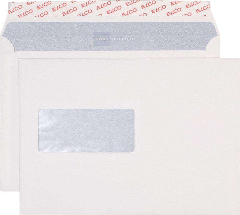 ELCO Couvert C5 (229 × 162 mm), mit Fenster, Haftklebend (Optifix), Naturweiss, 100 g/m² – 500 Stk.