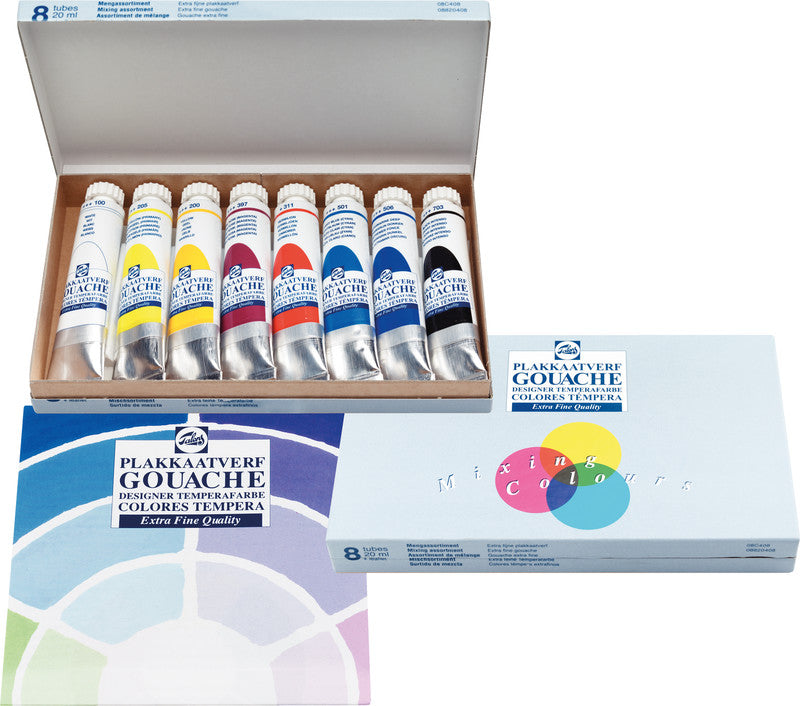 Talens Gouache – Set – 8 Farben, 8 × 20 ml, inklusive Deckweiss