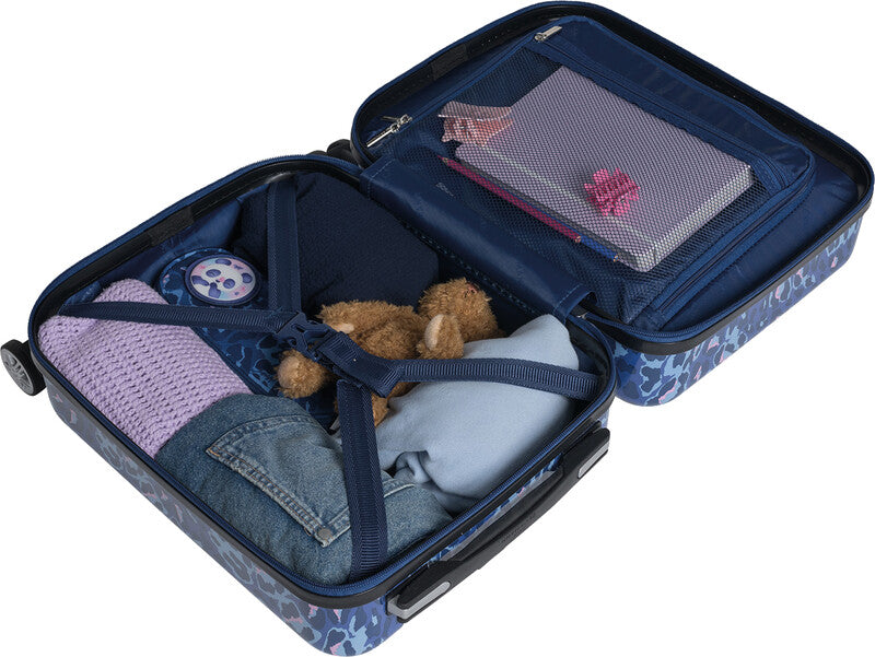 Beckmann Kindertrolley Handgepäck – 22 l, Hartschale PC/ABS, 4 Doppelrollen, Cheetah, 30,5 × 46,5 × 22 cm