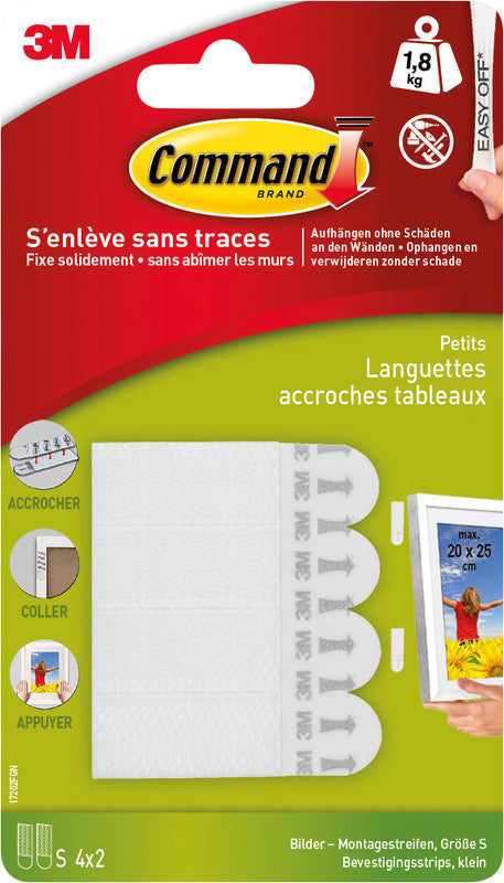 Command Montageband Small, für Innen, für glatte Oberflächen – 98 mm × 0,17 m, Weiss, bis 1,8 kg