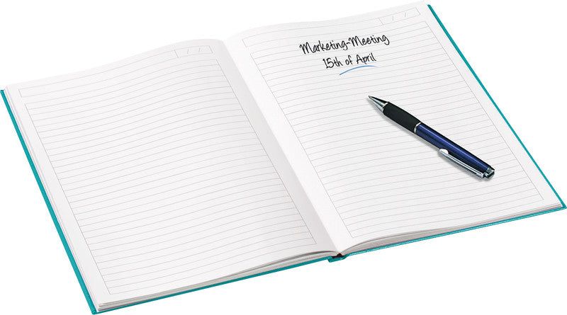 Leitz Notizbuch, A5, liniert, Fadenheftung, Karton, 160 Seiten, 90 g/m² – Eisblau