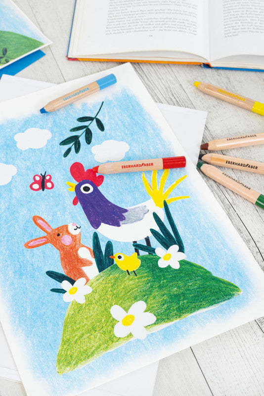 Eberhard Faber 3-in-1 Farbstifte Jumbo Mini Maxi – 6 Farben, Ø 10 mm