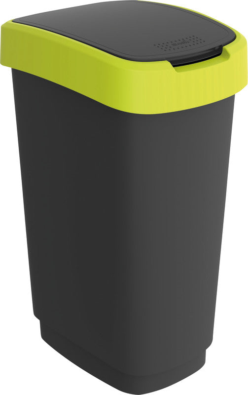 Rotho Abfallcontainer – 50 l – mit Deckel – Kunststoff, Limettengrün – B × H × T 298 × 602 × 401 mm