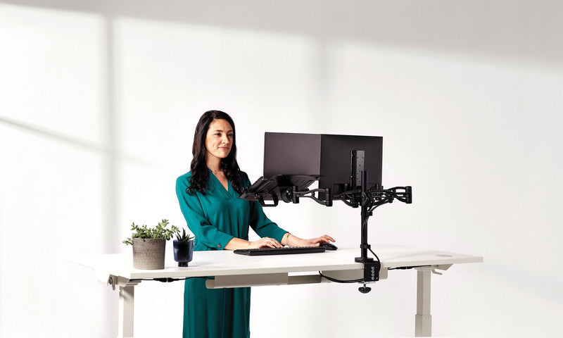 Fellowes Vista – Monitorarm, Dual, Tischklemme, bis 26", VESA 75 × 75/100 × 100 mm, 10 kg, höhenverstellbar