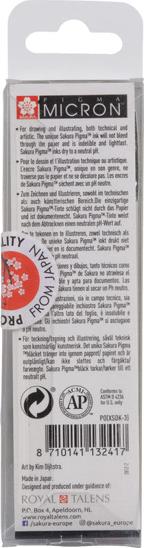 Sakura Pigma Micron Fineliner – 3er-Set – schwarz – wasserfest