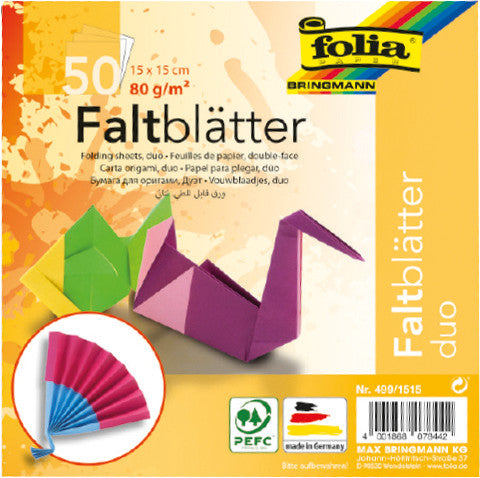 Folia Faltblätter, Duo – 150 × 150 mm – 80 g/m² – sortiert – 50 Blatt