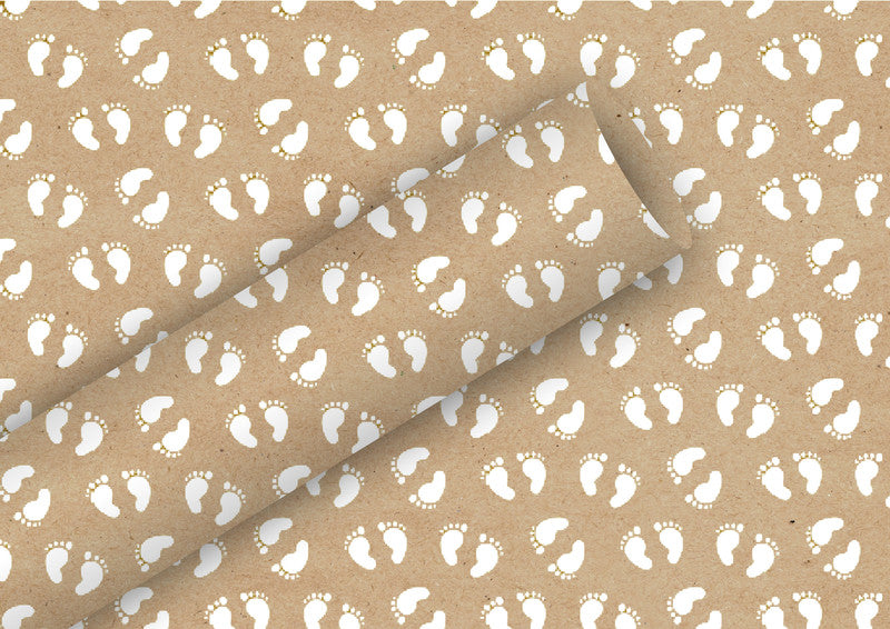 Braun + Company Geschenkpapier – Babyfüsse – Kraftpapier, 70 g/m2 – 700 × 2000 mm