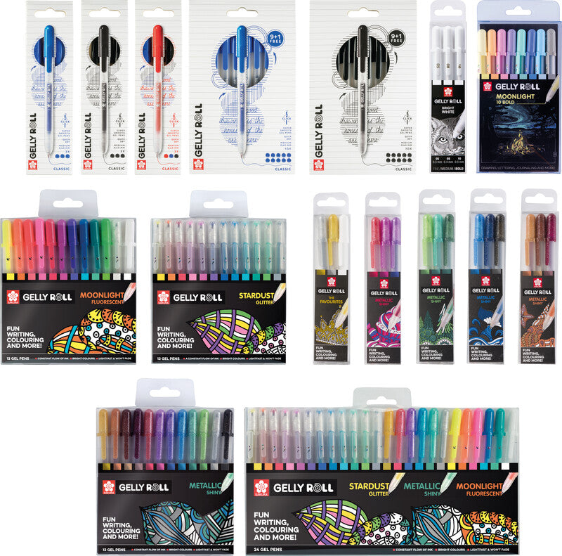 Sakura Gelly Metallic Gelschreiber 3er Set – 3 Farben, 0,5 mm, schnelltrocknend, für dunkles Papier, Kappe