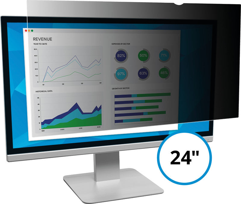3M Displayschutz für Monitore bis 24" (532×300 mm, 16:9) – Schwarz