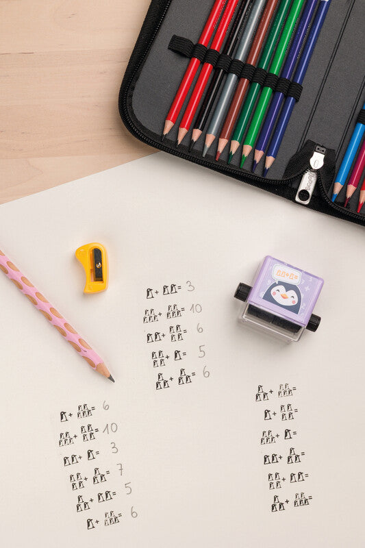 Little Dots – Pinguin Rollstempel – Rechenrally, Abdruckhöhe 25 mm