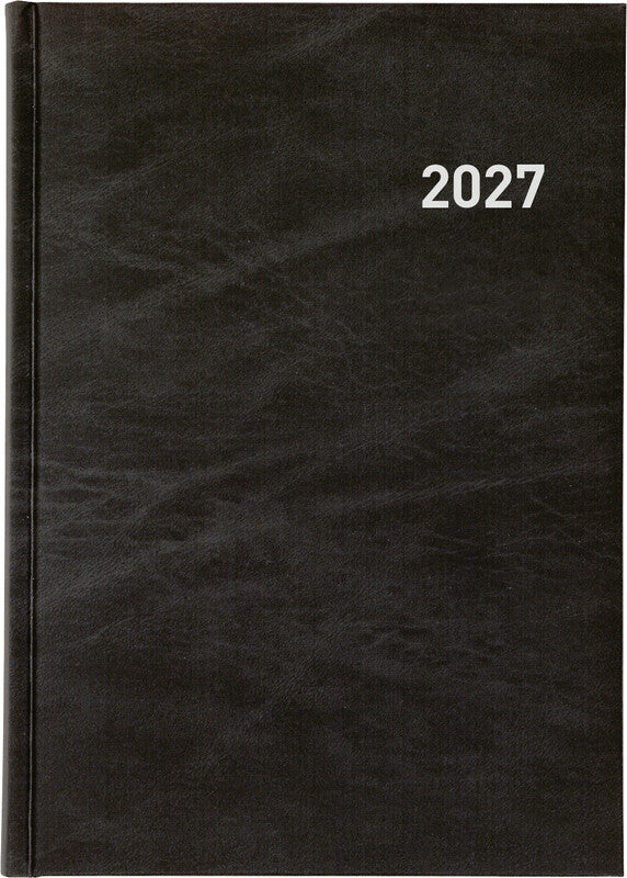 Biella Registra Plus Agenda – 1 Tag pro Seite, gebunden, 14,5 × 20,5 cm, 2027, 1/2-Stunden-Takt, schwarz, FSC