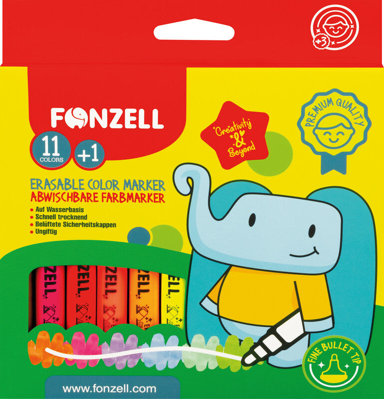 Fonzell Marker, Strichbreite 5 mm, 11 Farben, 12 Stk.