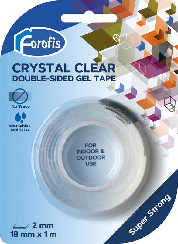 Forofis Doppelseitiges Klebeband – 18 mm × 1 m, transparent, kristallklar, wiederablösbar, wiederverwendbar