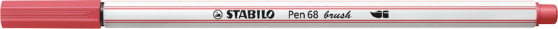 STABILO Pen 68 Brush Filzstift – Pinselspitze, 1 mm, wasservermalbar, Rot