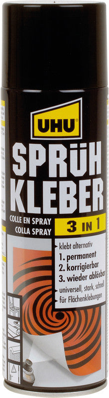 UHU Sprühkleber – Sprühdose, permanent, transparent, 200 ml, für Styropor, Basteln